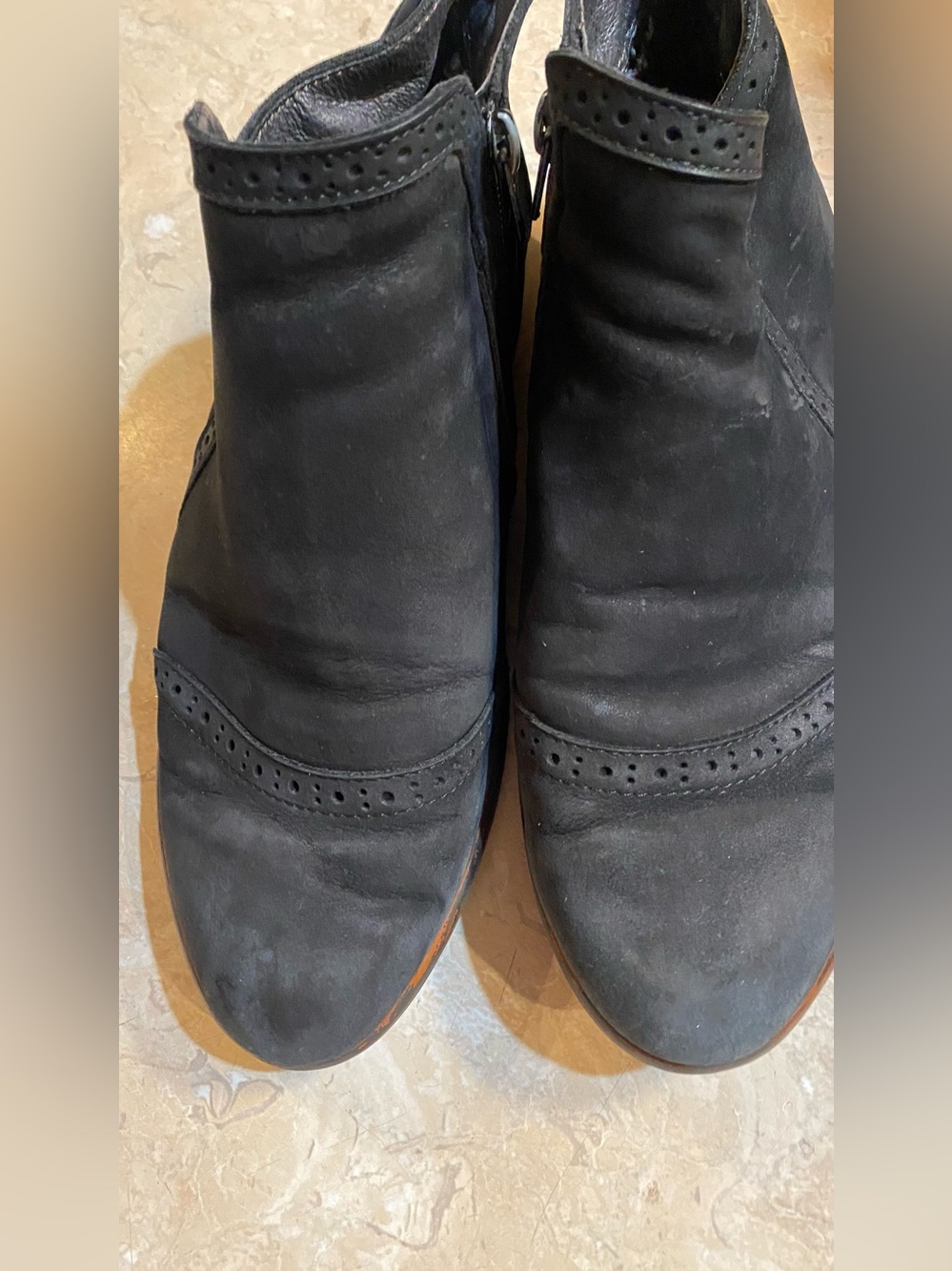 Naot Black Suede Perforated Ankle Booties